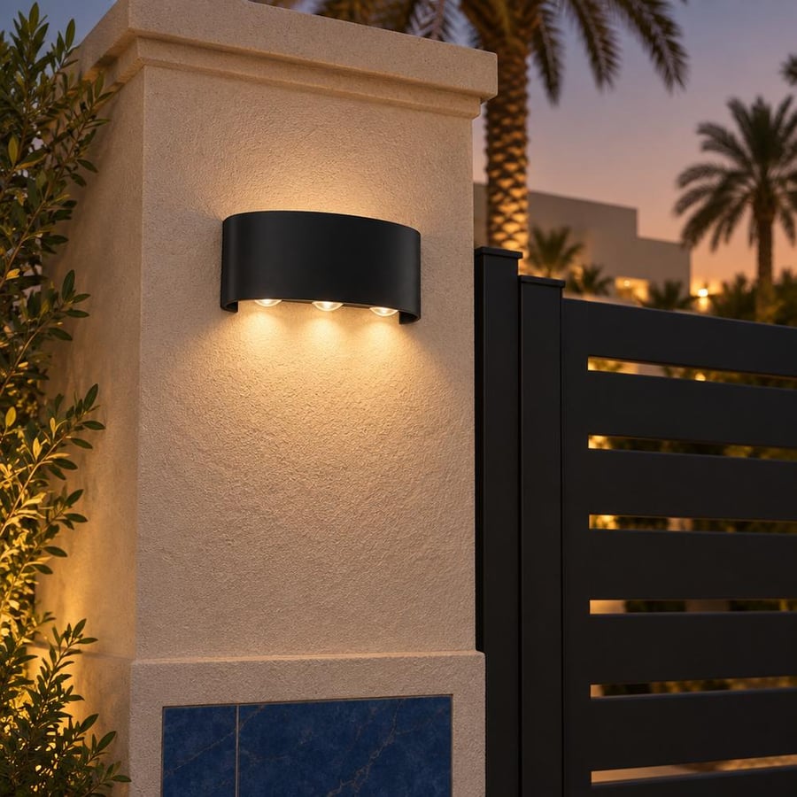 كشاف بوابة خارجي أسود 6 عيون LED‏ 6 واط – خيار مع RGB | مؤسسة الخطوط الأربعة