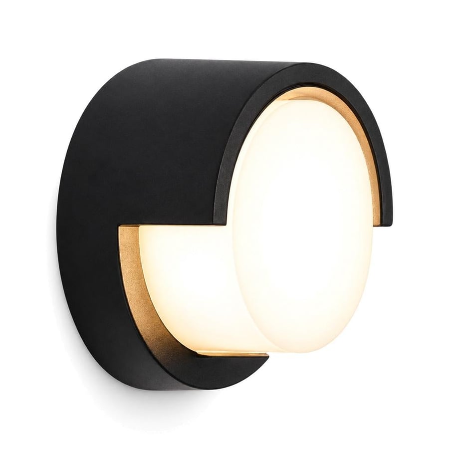 Black Circular Outdoor 12W LED Gate Wall Light – Warm White | Four Lines Establishment