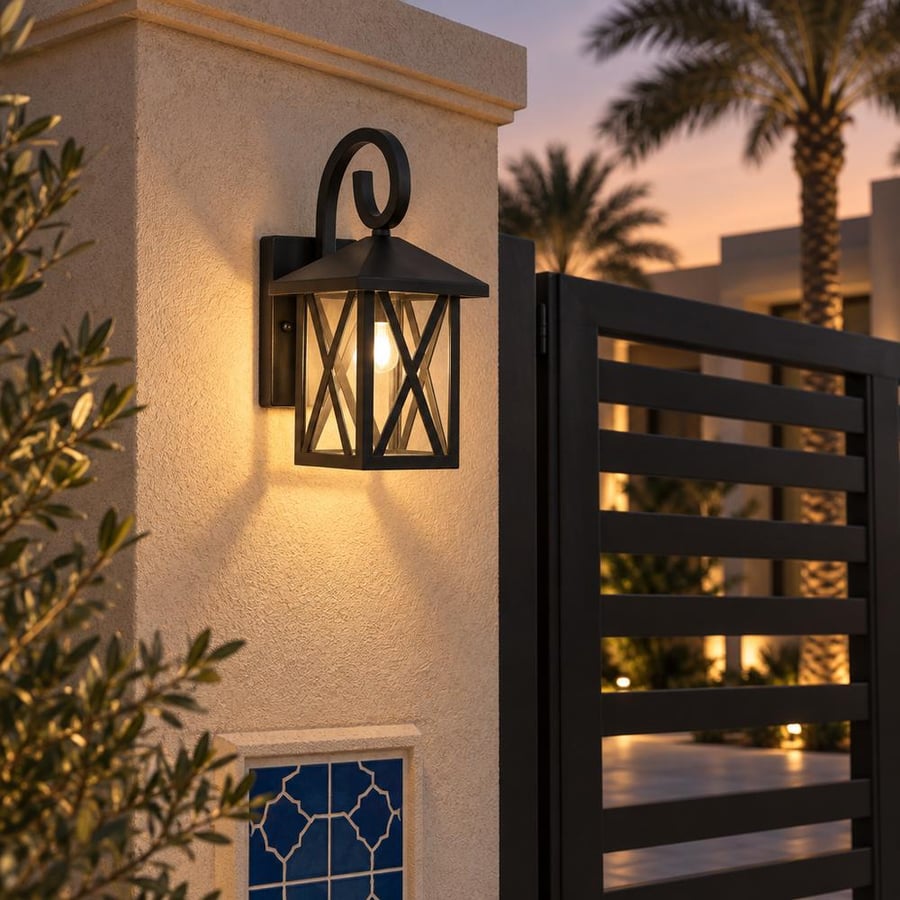 OD Outdoor Gate Wall Light with Black Cover, E27, IP54 | Four Lines Establishment