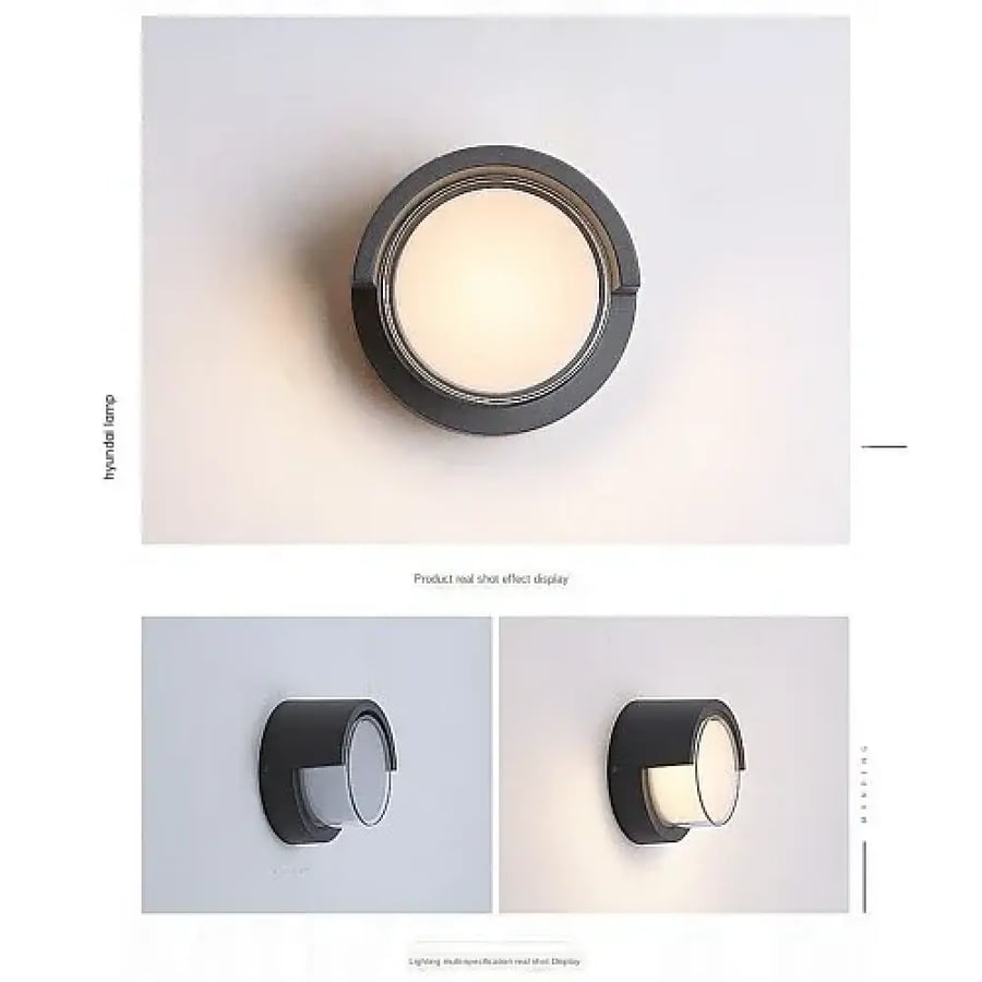 Black Circular Outdoor 12W LED Gate Wall Light – Warm White | Four Lines Establishment