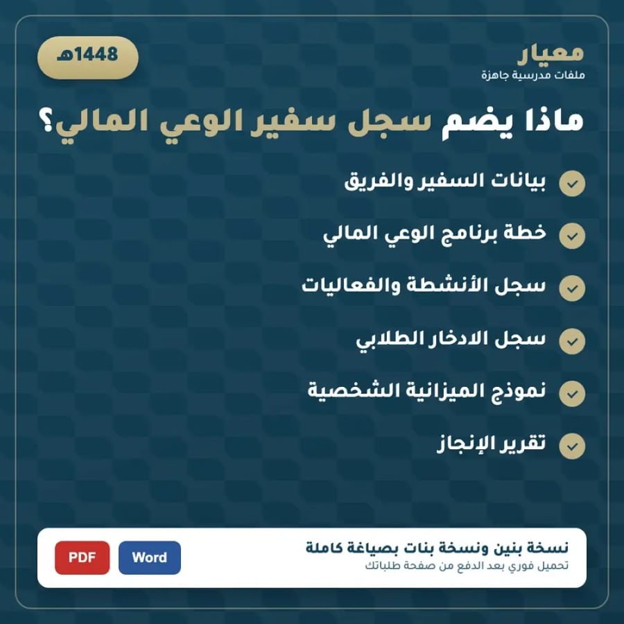 فهرس محتويات سجل سفير الوعي المالي 1448هـ