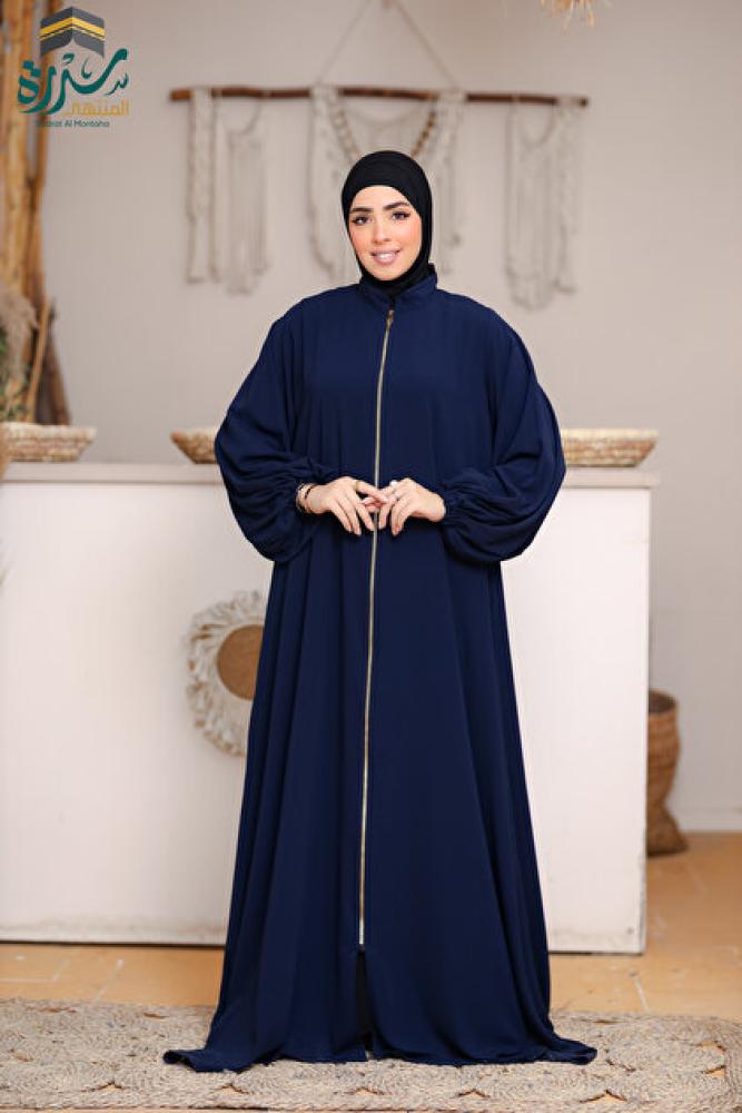 SIDRAALMONTAHA عباية موديل الايمان كريب سعودي مع سوستة ذهبي