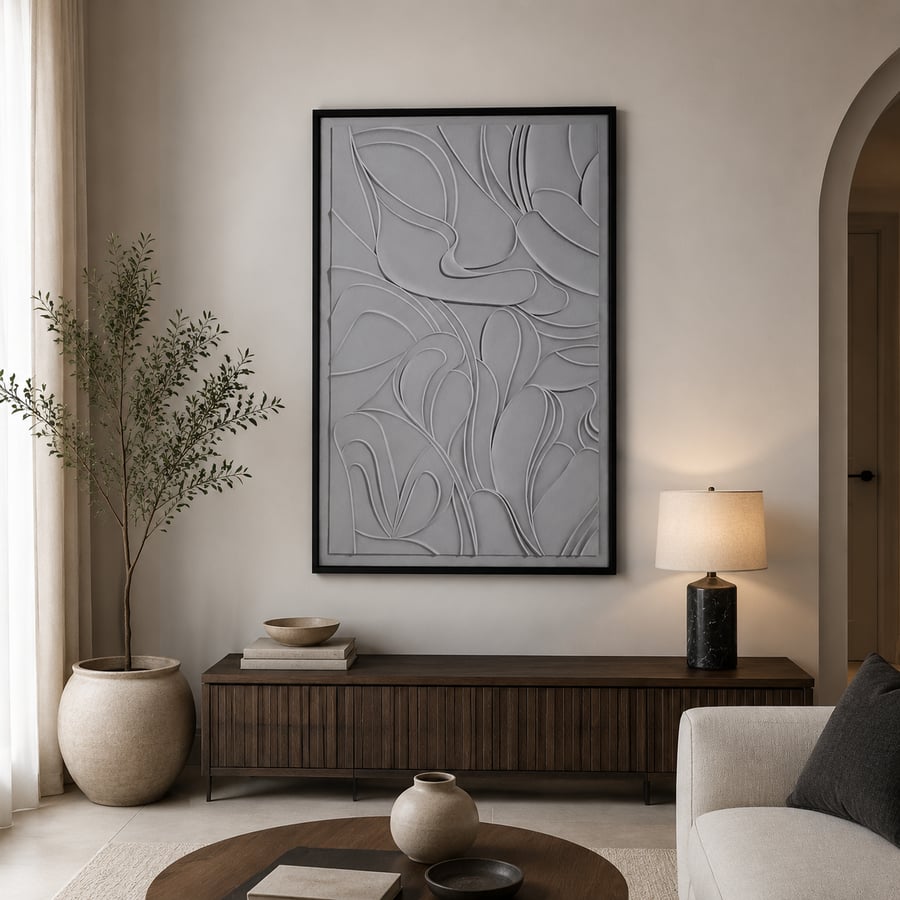 لوحة فنية راقية بإطار أسود مقاس 120 × 80 سم