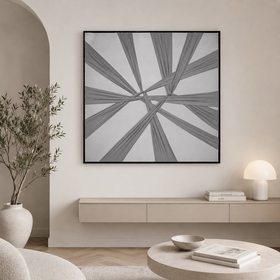 لوحة فنية مربعة بإطار أسود مقاس 100 × 100 سم