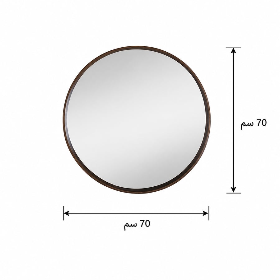 مراية حائط بأطار بنى مقاس 70 × 70 سم