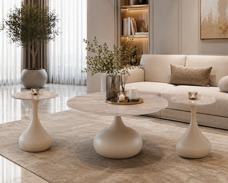 طقم شاي سيراميك دائري 1+2 بيج
