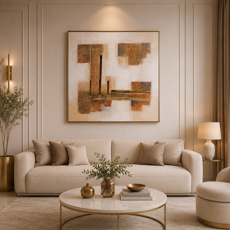 لوحة فنية مربعة للديكور مقاس 100 × 100 سم