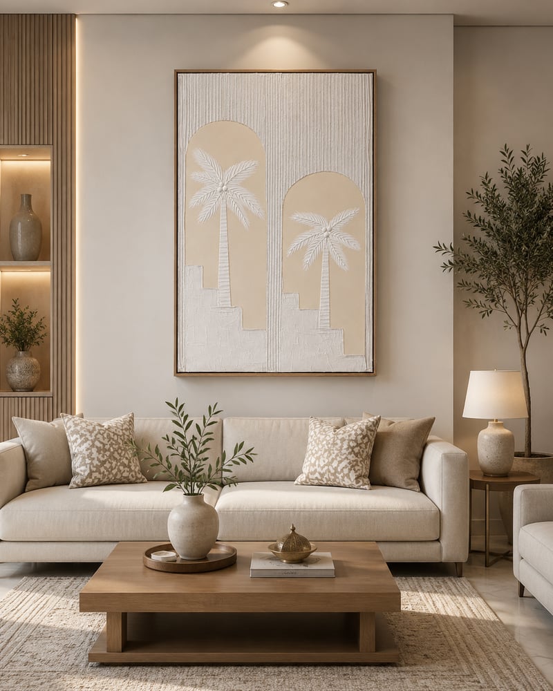 لوحة حائط بإطار بيج مقاس 120 × 80 سم