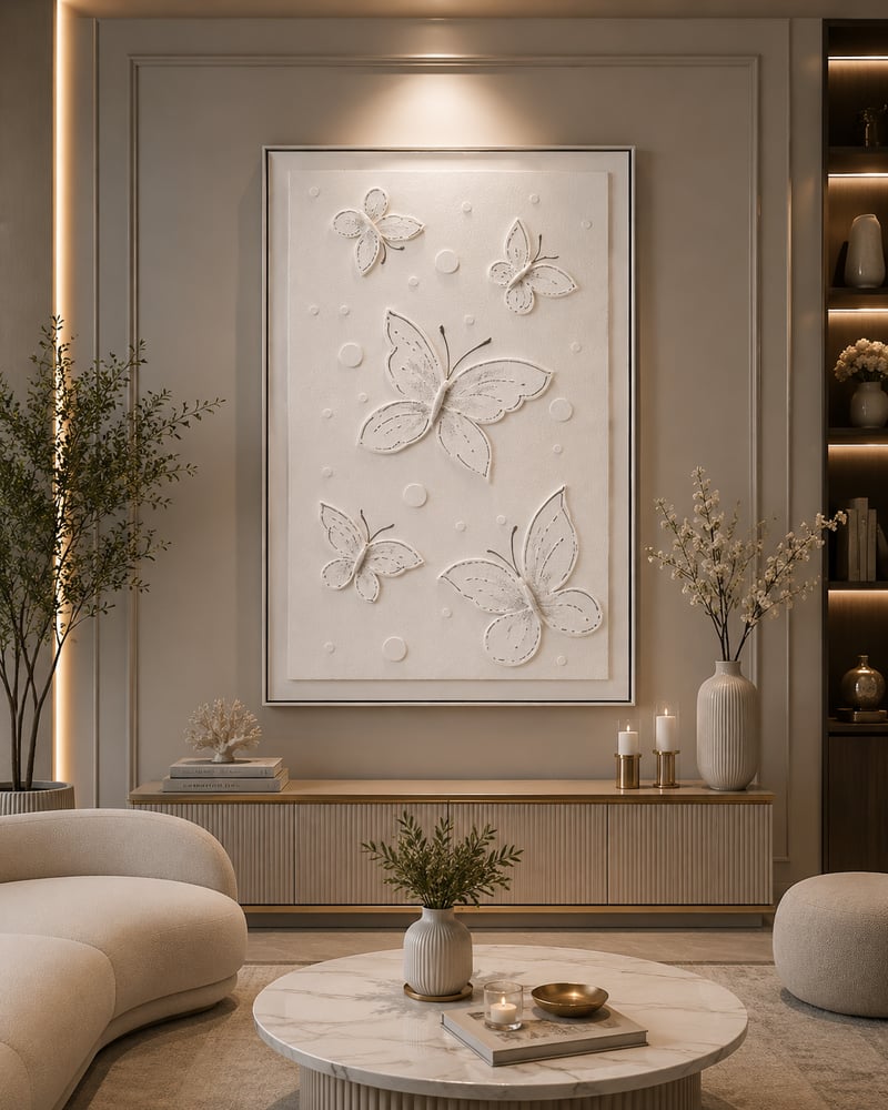 لوحة فنية بإطار فضي مقاس 100 × 150 سم