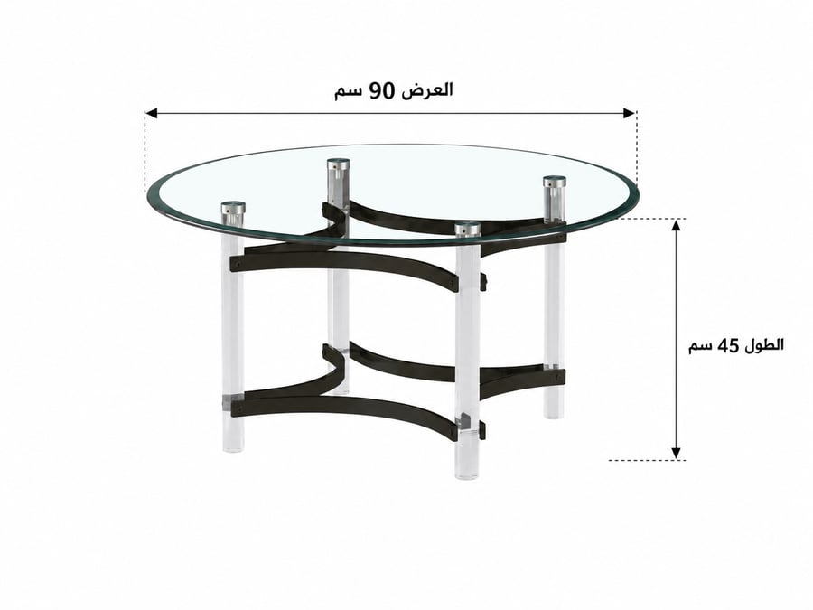 طاولة شاي أكريليك زجاج أسود
