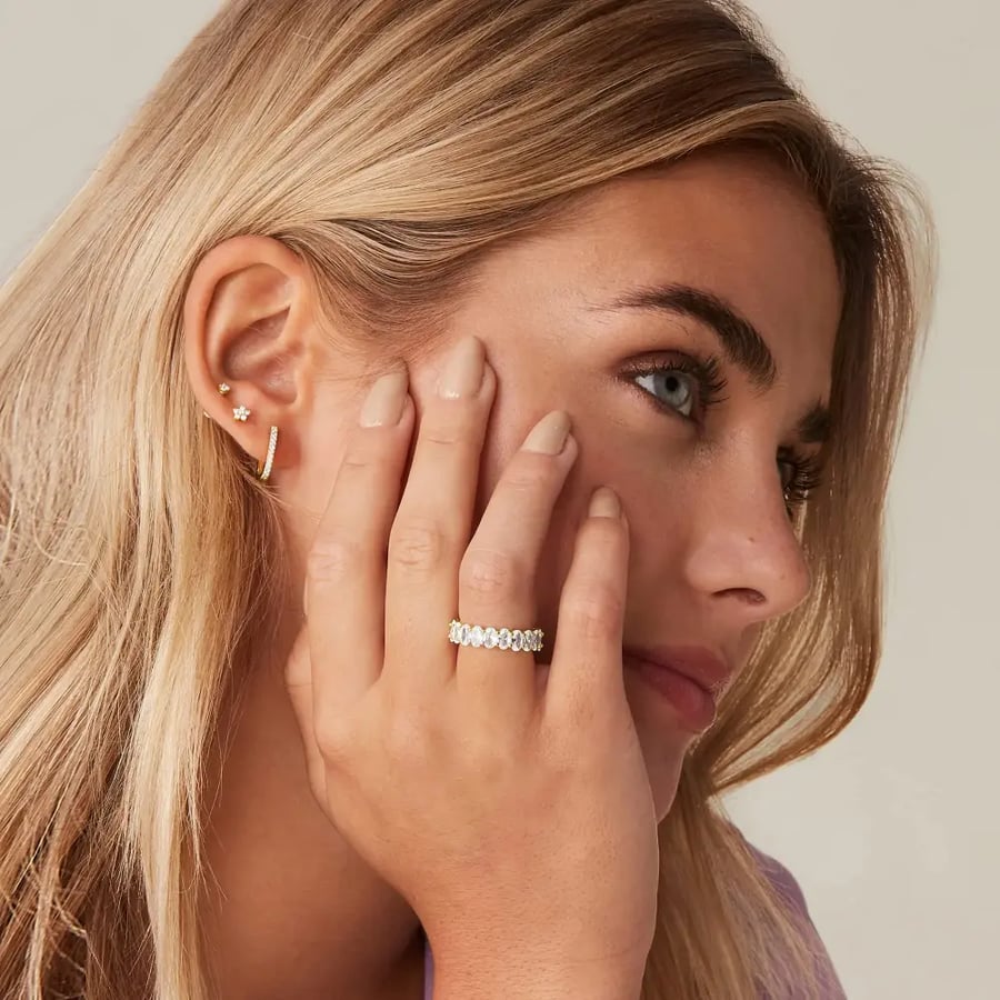 خاتم بيضاوي ذهب مطلي 14K