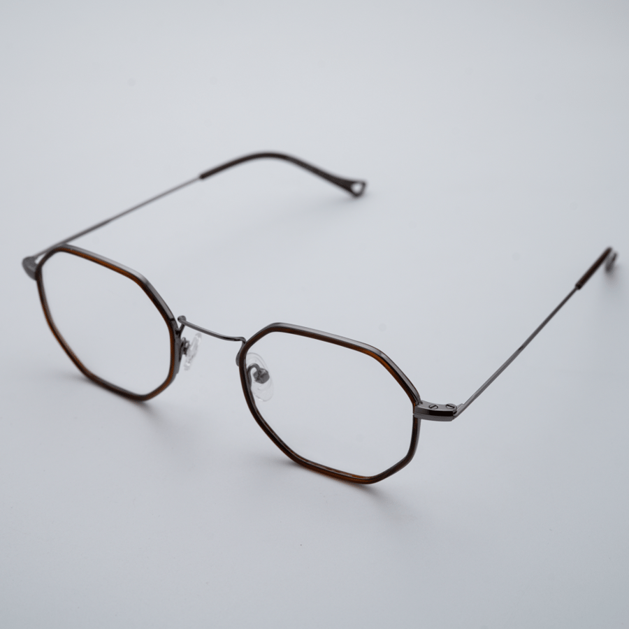 Paolo Rossi Brown Octagonal Eyeglasses