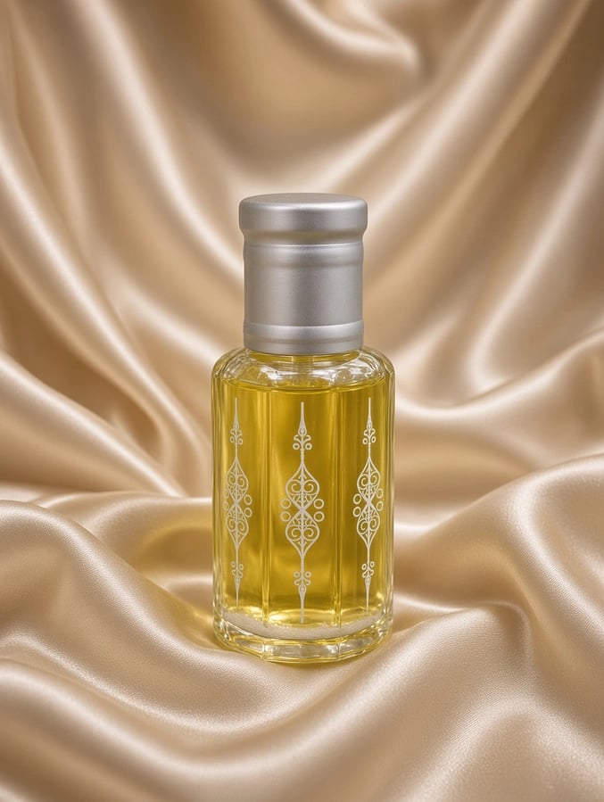 خمرية عطر سبيشال سويتي بزخارف بيضاء وغطاء فضي