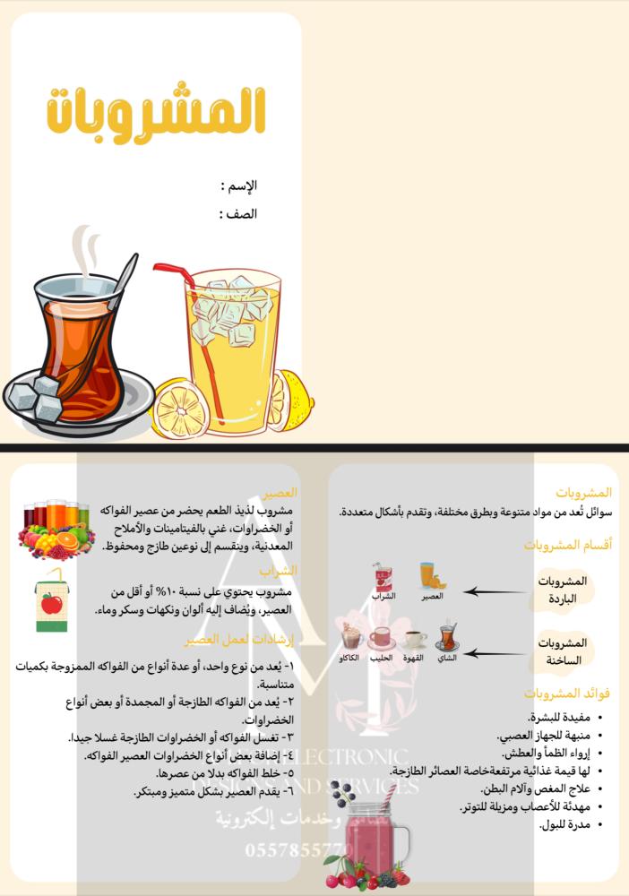 مطوية المشروبات أول متوسط