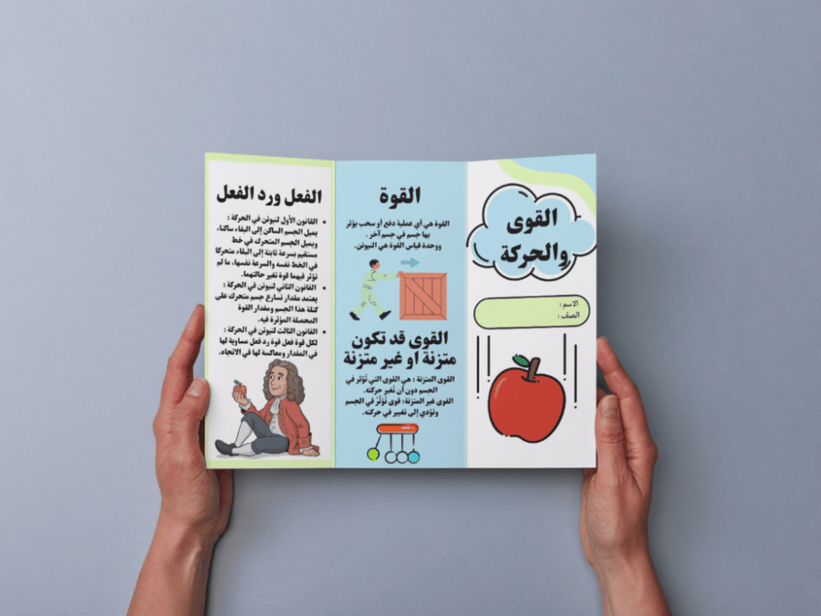 مطوية القوى والحركة سادس إبتدائي