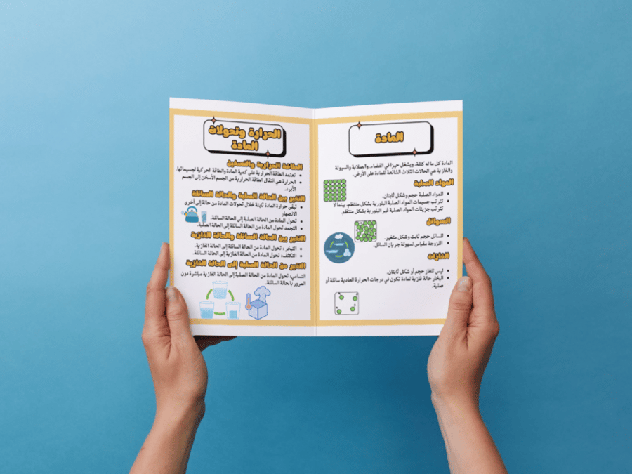 مطوية حالات المادة ثاني متوسط