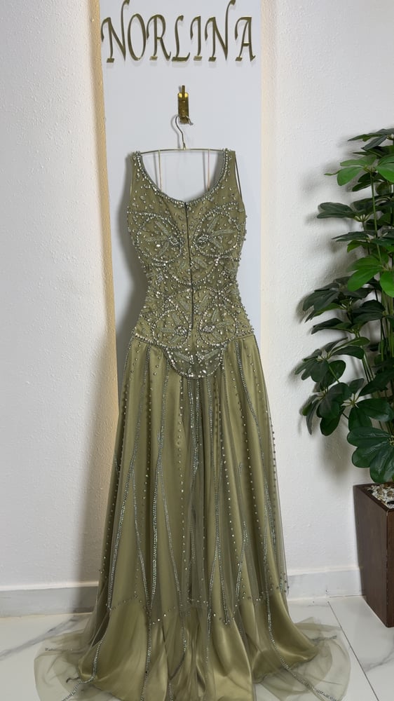 فستان موف بني زيتوني Mauve Brown Olive Evening Dress Luxury Style