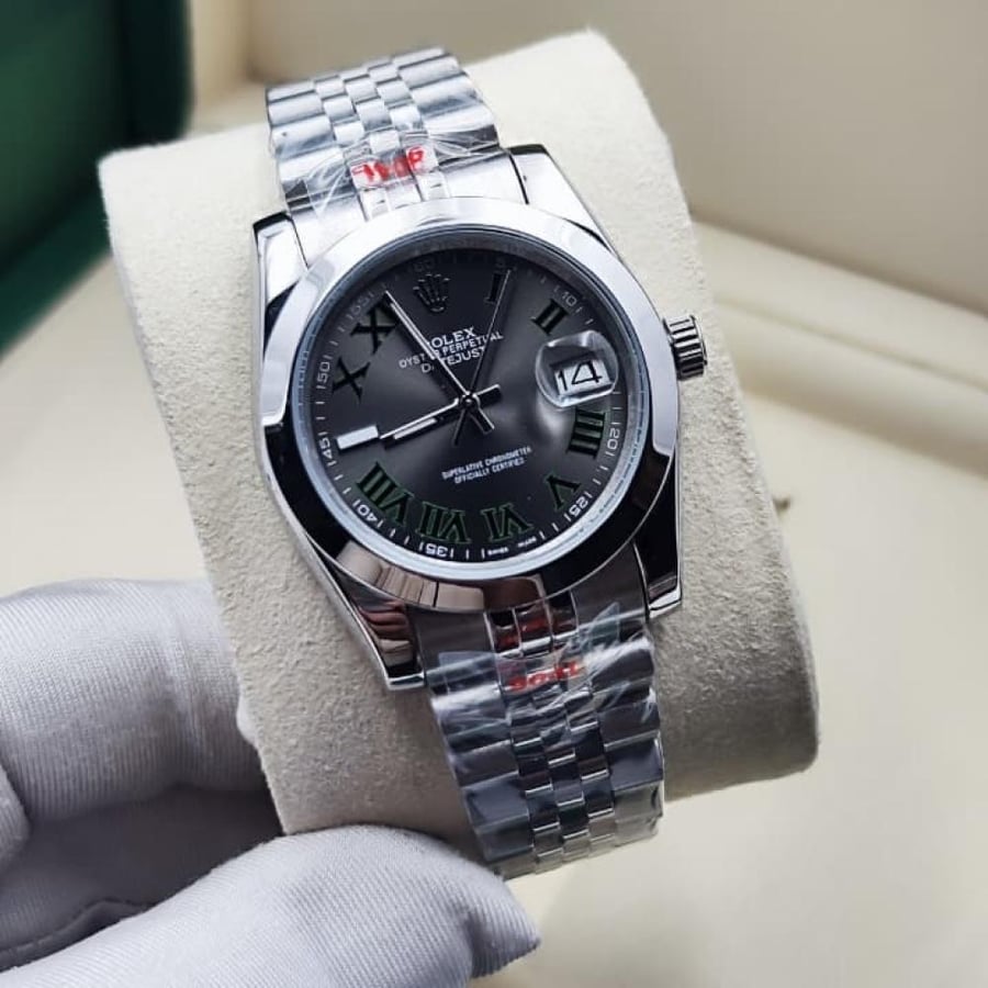 ساعة رولكس Datejust 36 رجالية بمينا رمادي وأرقام رومانية