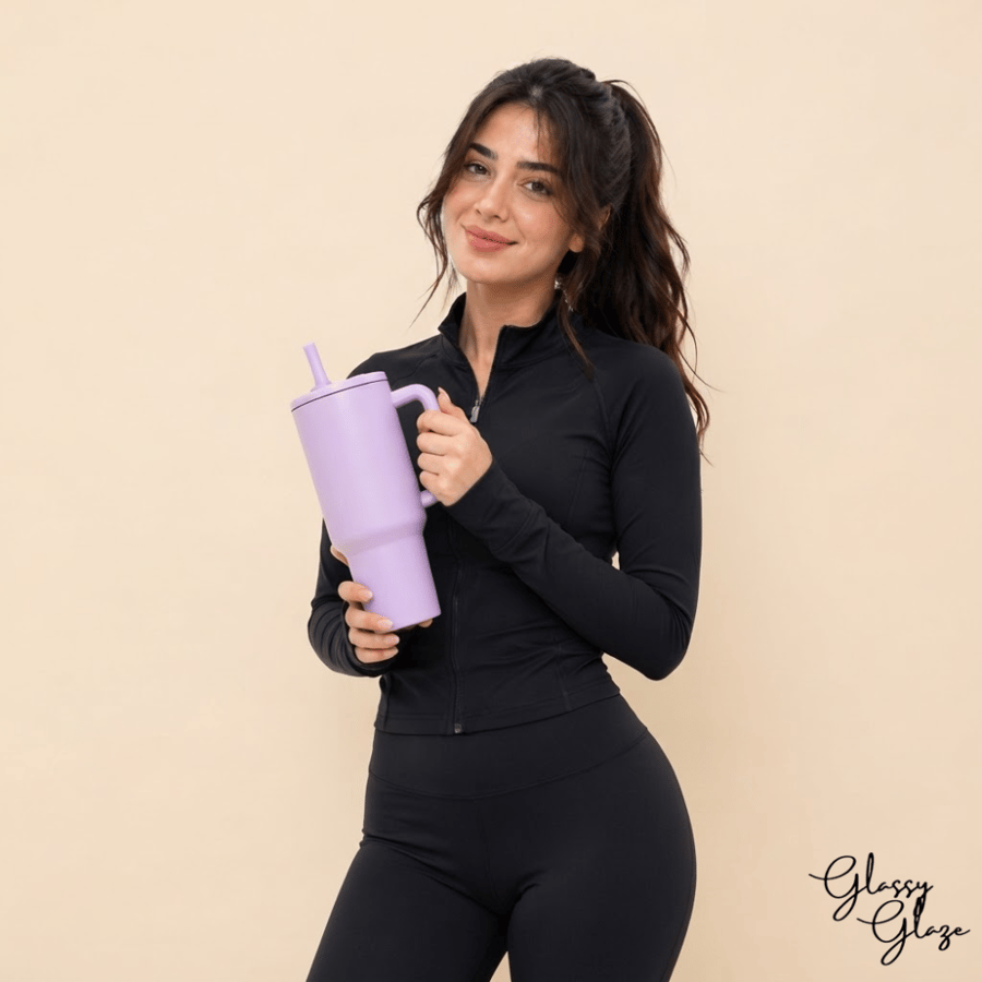 كوب حراري ستانلس 40 أونصة بغطاء وقشة
