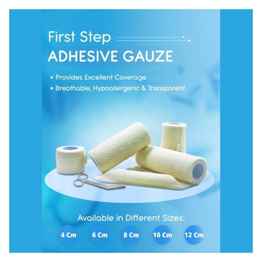 First Step Plus Adhesive Gauze Bandage 6cmx4m