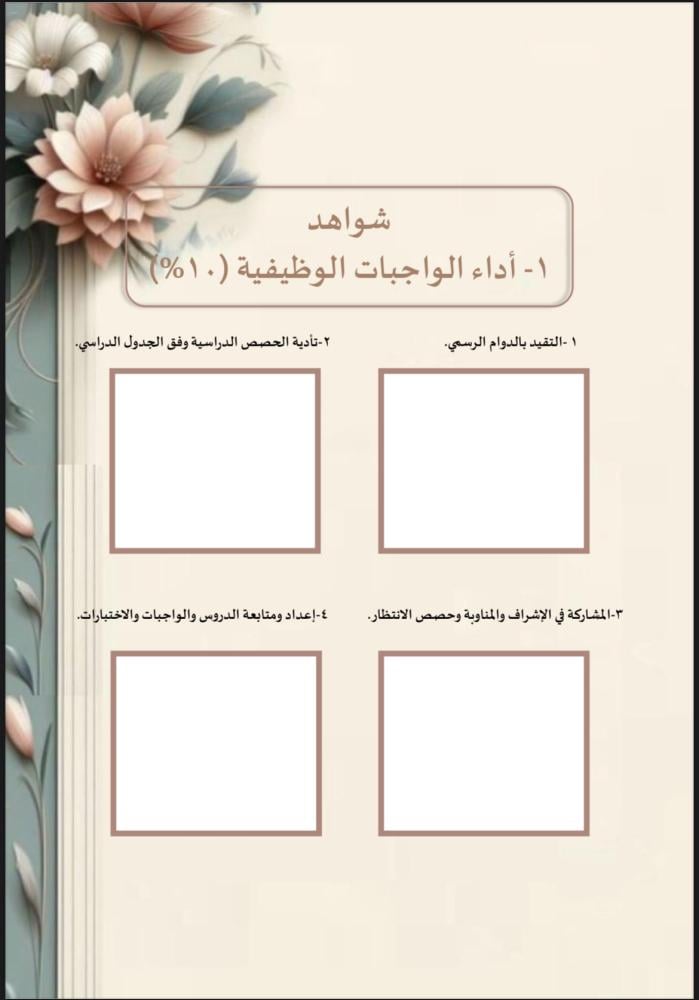 ملف توثيق شواهد الاداء للمعلم