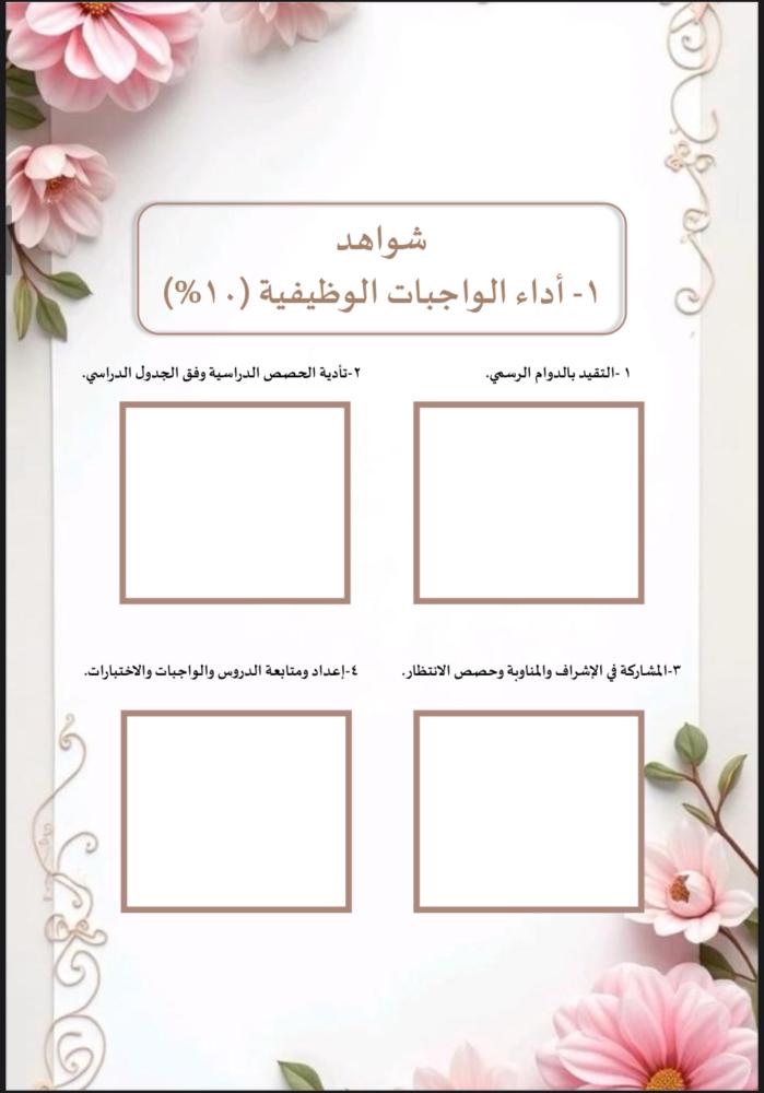 ملف توثيق شواهد الاداء للمعلم ورود