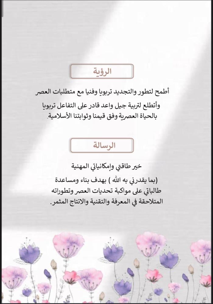 ملف توثيق شواهد الاداء للمعلم زهور بنفسجي