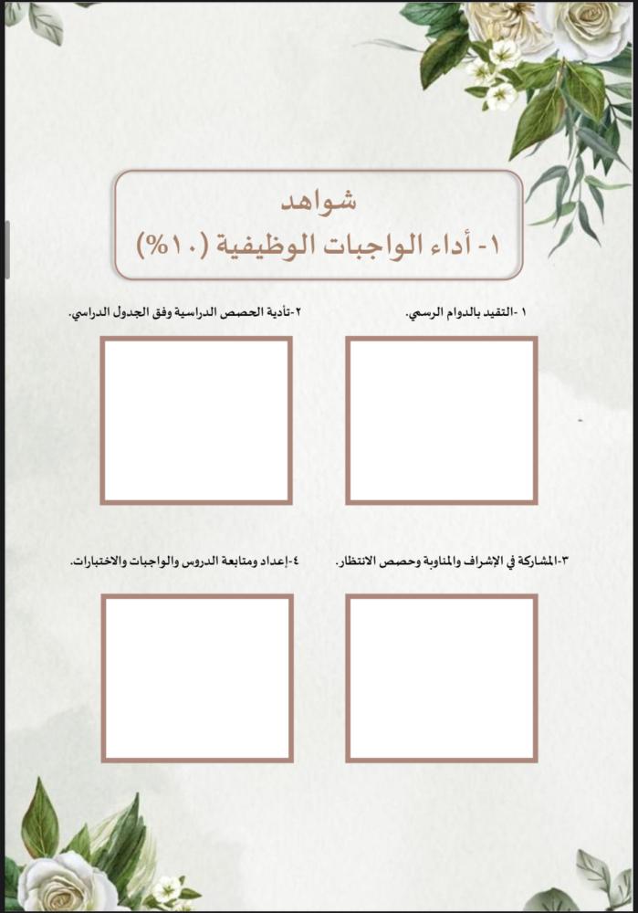 ملف توثيق شواهد الاداء للمعلم