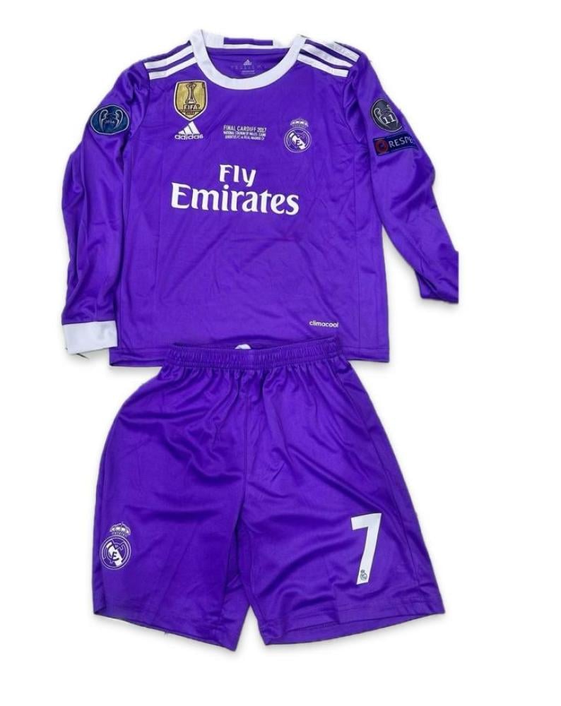 طقم ريال مدريد الموف أكمام طويلة شبابي - أطفال 2017