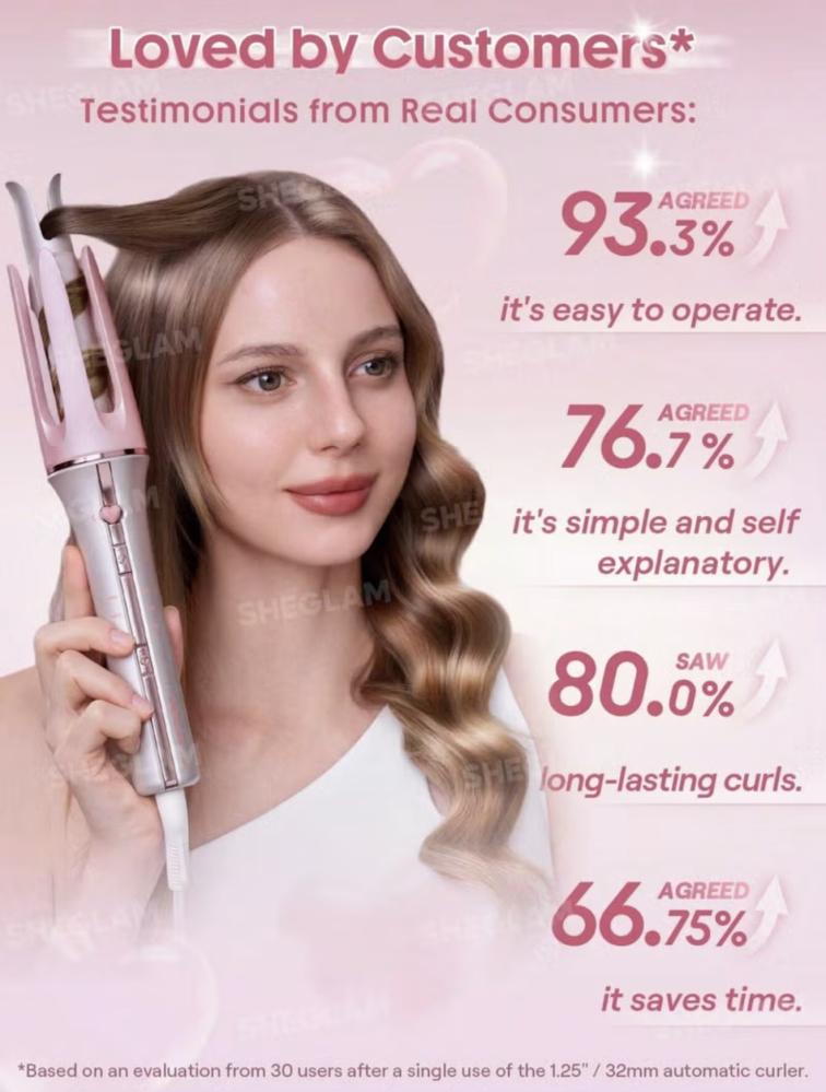 مكواة تمويج دواره فورية بلمسة واحدة من Sheglam - 32 مم