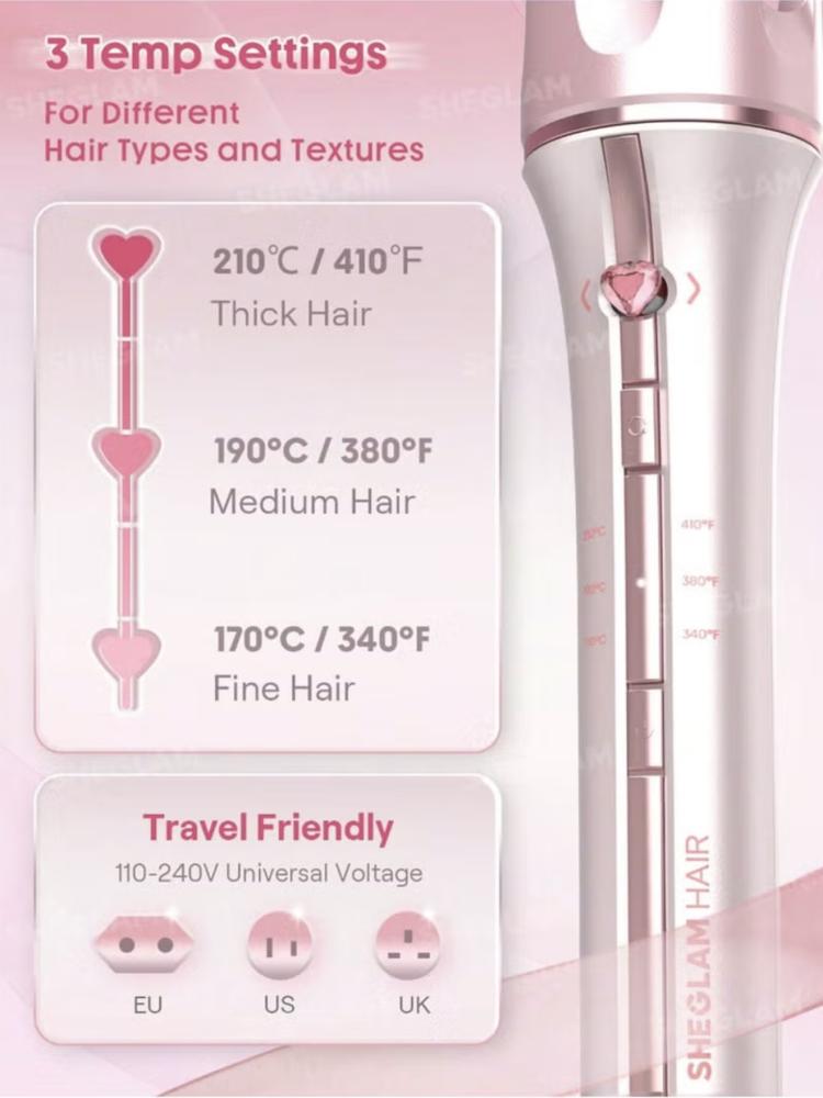 مكواة تمويج دواره فورية بلمسة واحدة من Sheglam - 32 مم