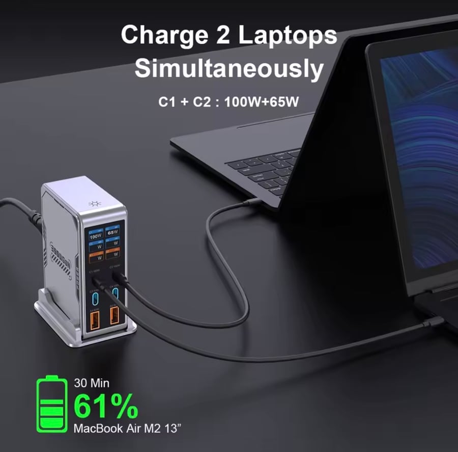 Office charging platform 300 watts (GaN Pro) - 6 ports in one device!