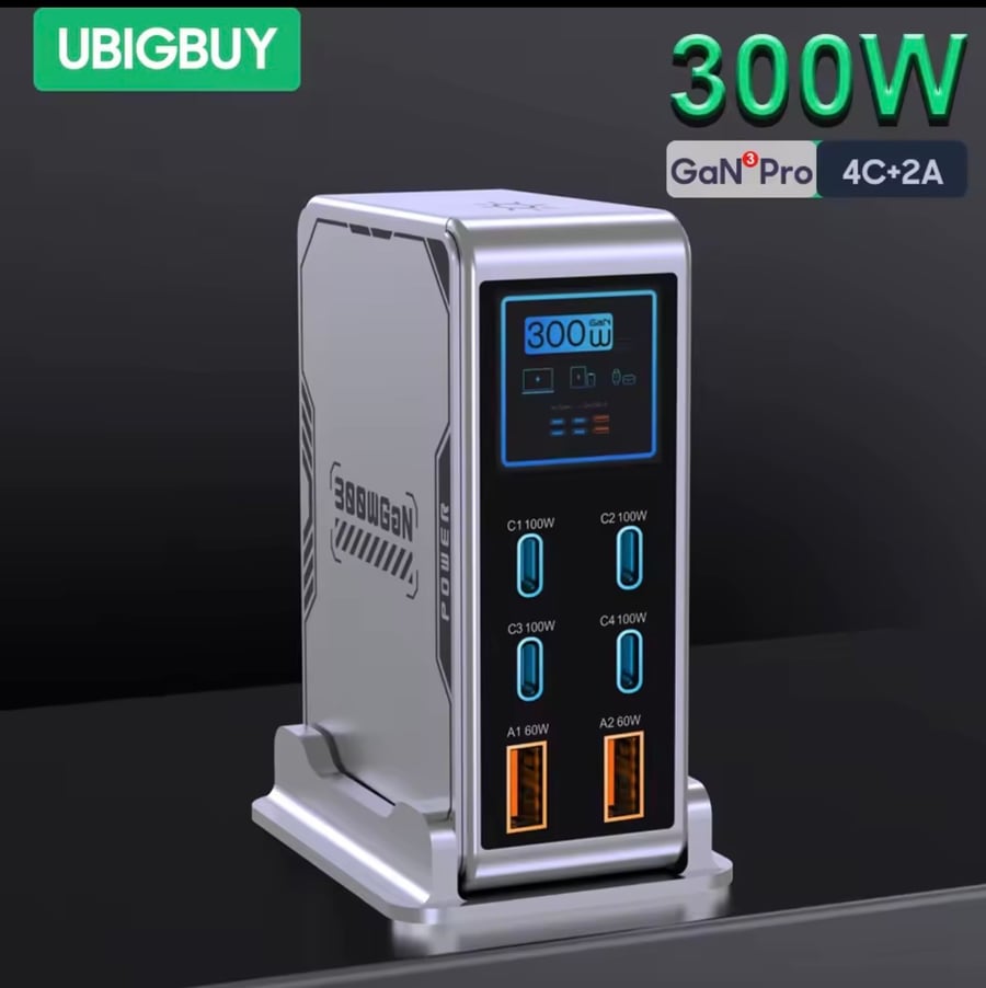 Office charging platform 300 watts (GaN Pro) - 6 ports in one device!