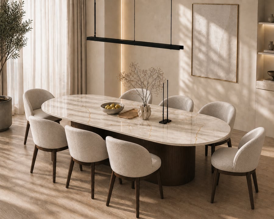 طاولة طعام 8 اشخاص |  Oval Marble