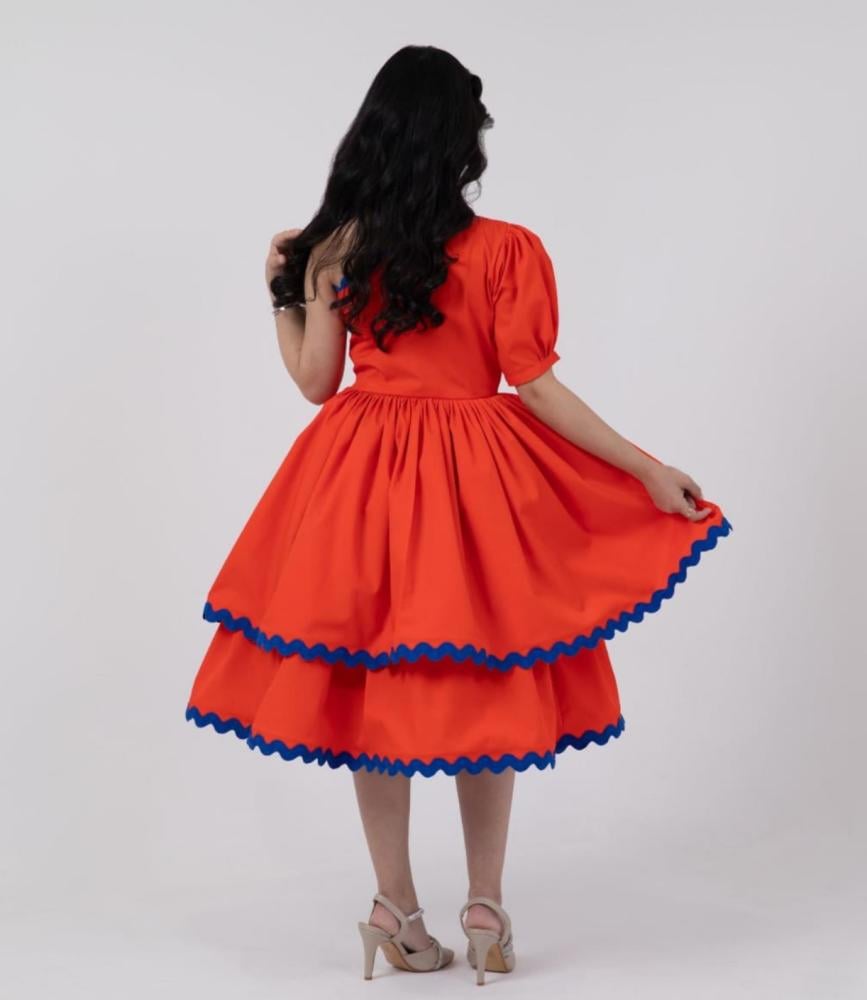 Orange dress with modern design