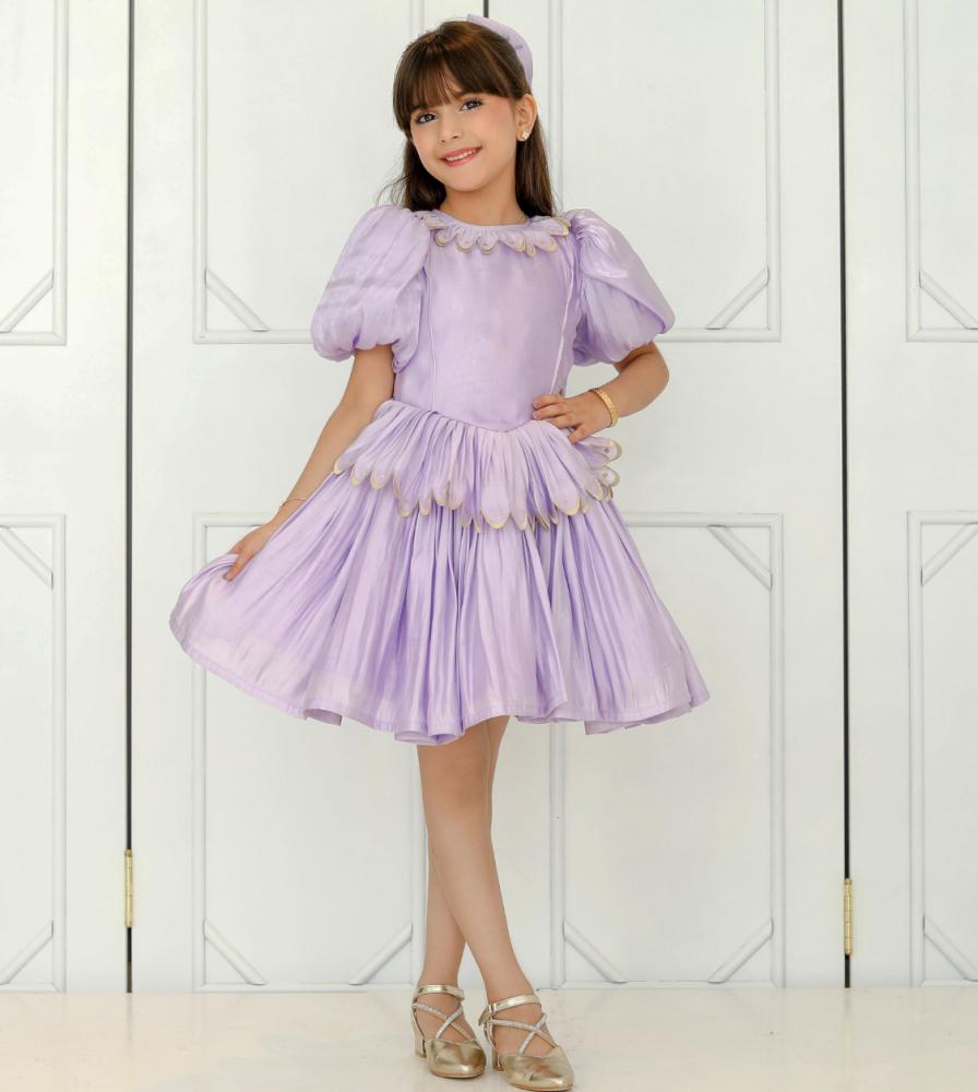 Elegant purple embroidered dress