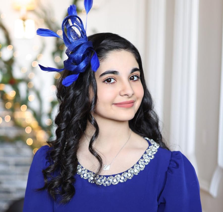 Indigo dress with hand embroidery on the neck, transparent below the chest