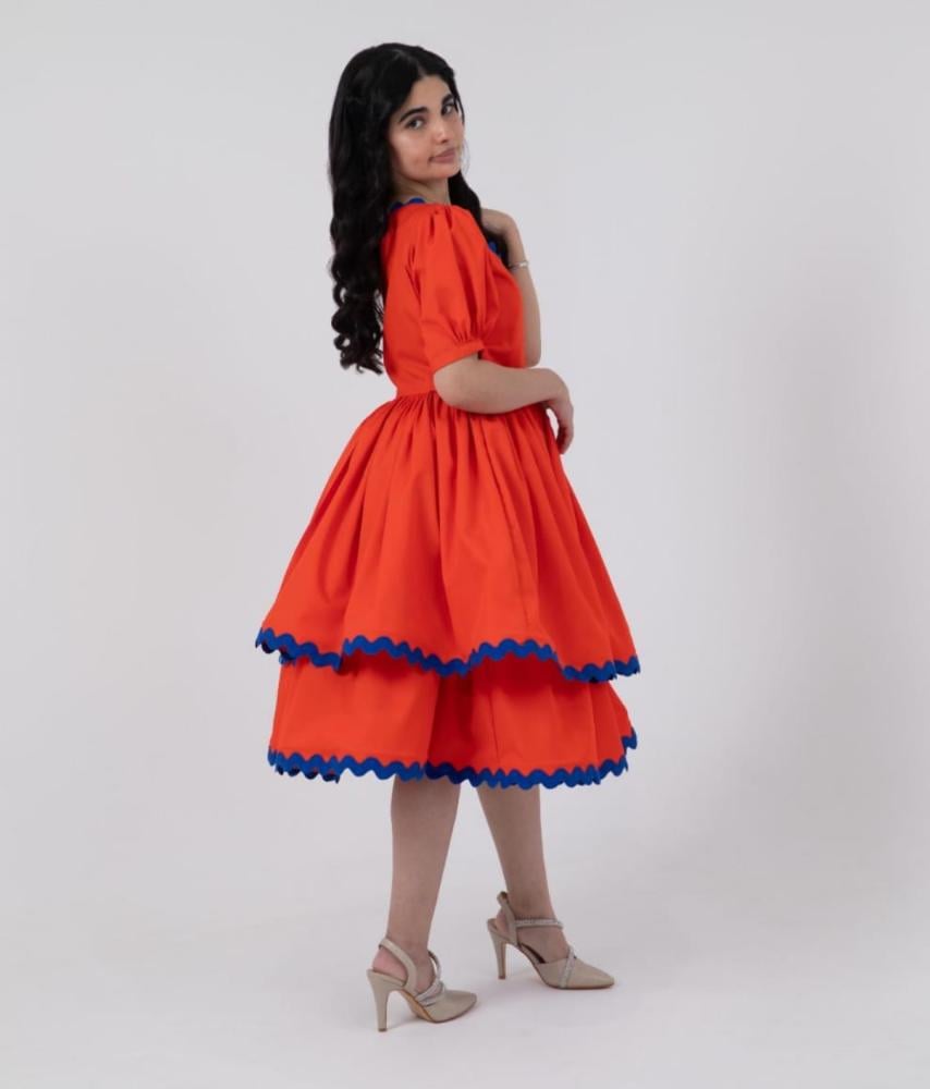 Orange dress with modern design
