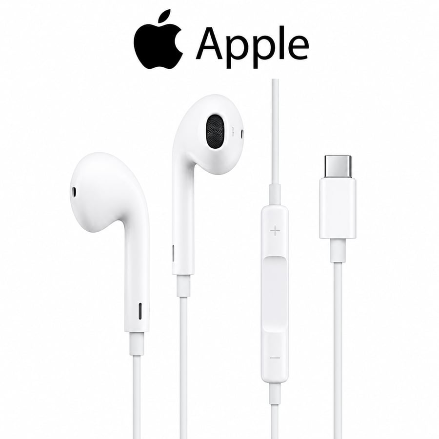 سماعة أبل EarPods الأصلية بمنفذ USB‑C – صوت نقي وتحكم متكامل