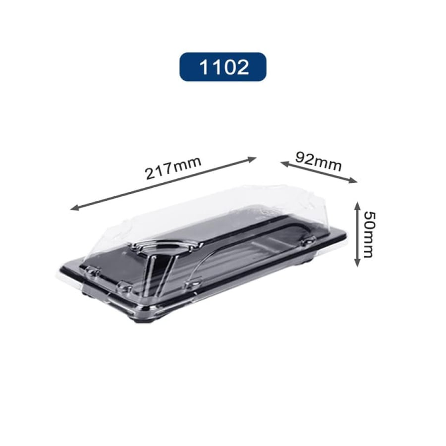Plates for cold sweets, desserts, grape leaves, black rectangular plastic plate with transparent cover, code 1102