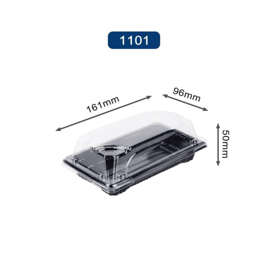 Plates for cold sweets, desserts, grape leaves, black rectangular plastic plate with transparent cover, code 1101