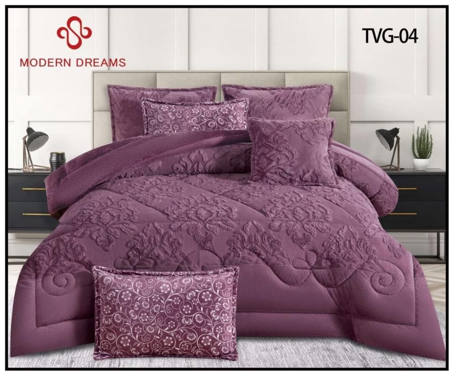 Winter two-person bedspread velvet and fur 8 pieces