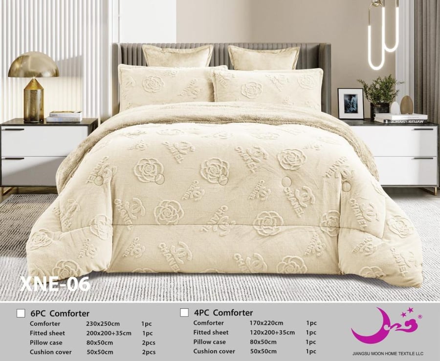 مفرش شتوي نفر ونص مفرد وجه مخمل وجه فرو 4 قطع  / مودي