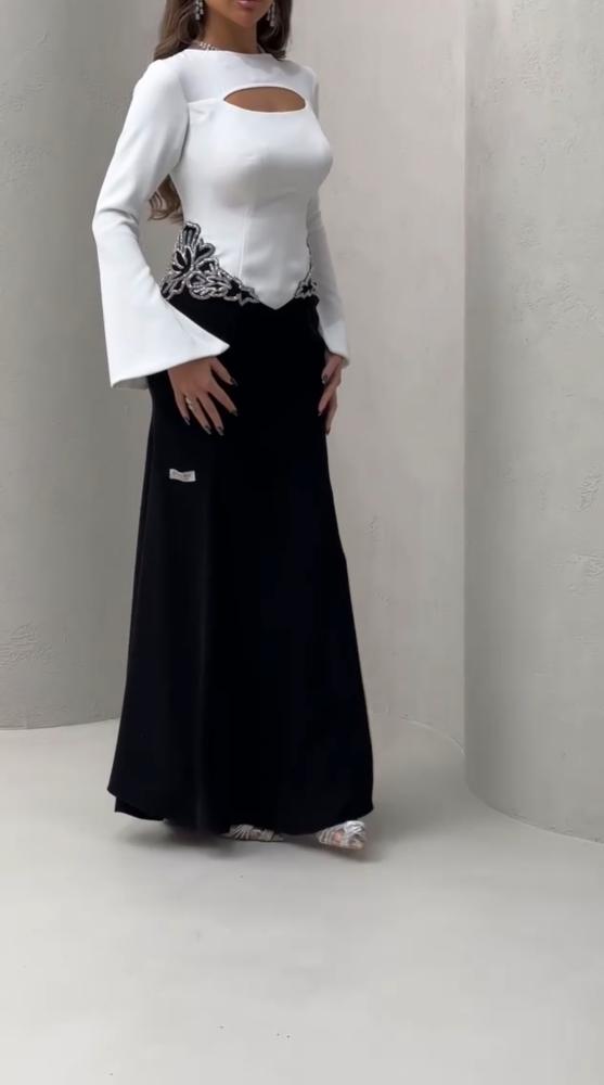 فستان سهره ابيض واسود
