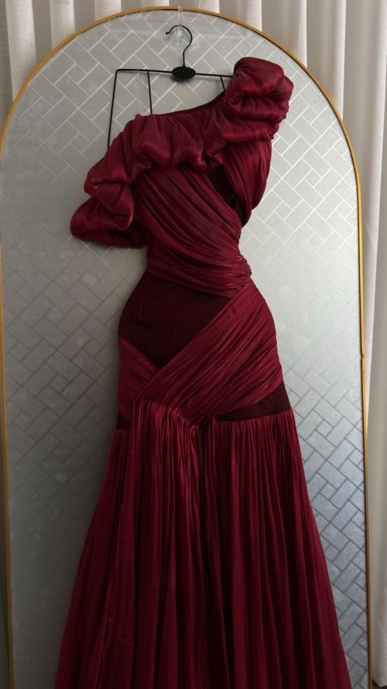 فستان سهره  عنابي