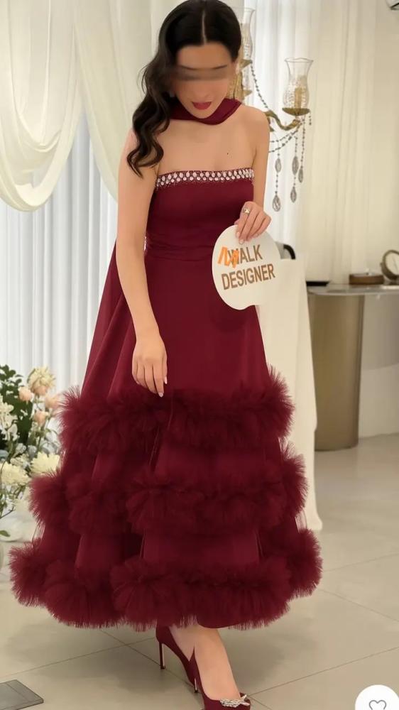 فستان سهره عنابي