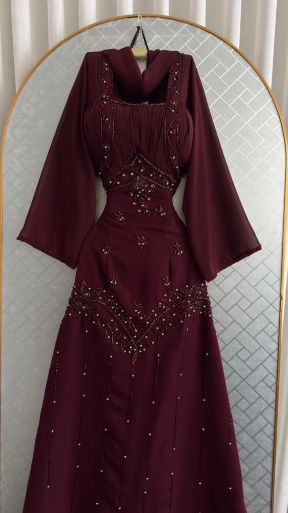 فستان سهره فخم عنابي