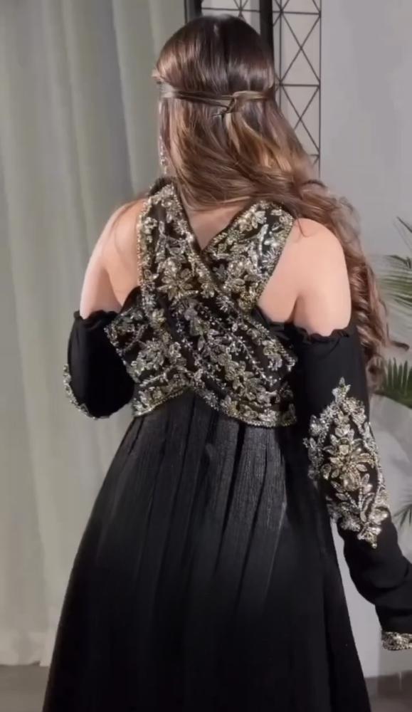 فستان سهره اسود هدب
