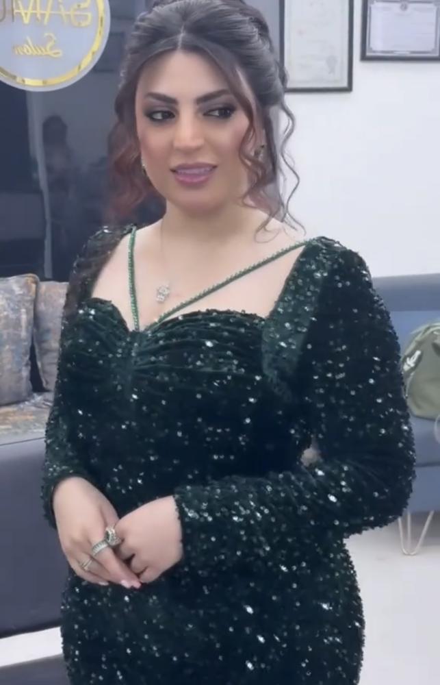 فستان  سهره  زيتي ترتر