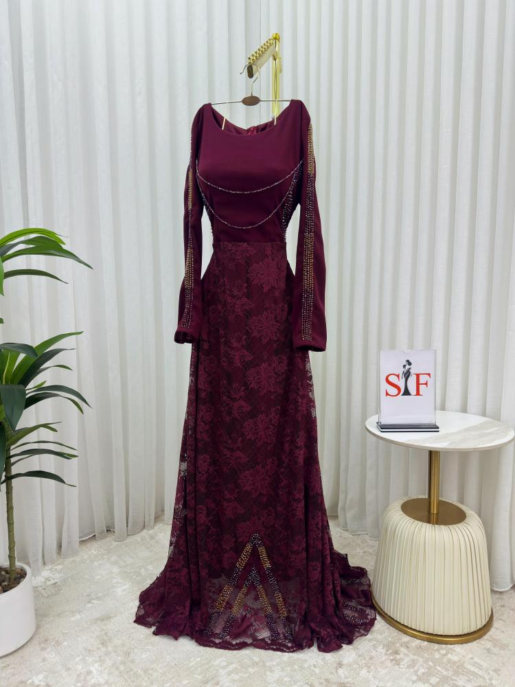 فستان سهره  عنابي